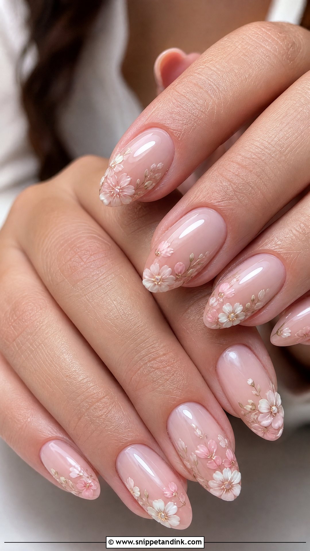 Floral Bridal Nails - Snippet and Ink - 25 Bridal Wedding Day Nails for Bride