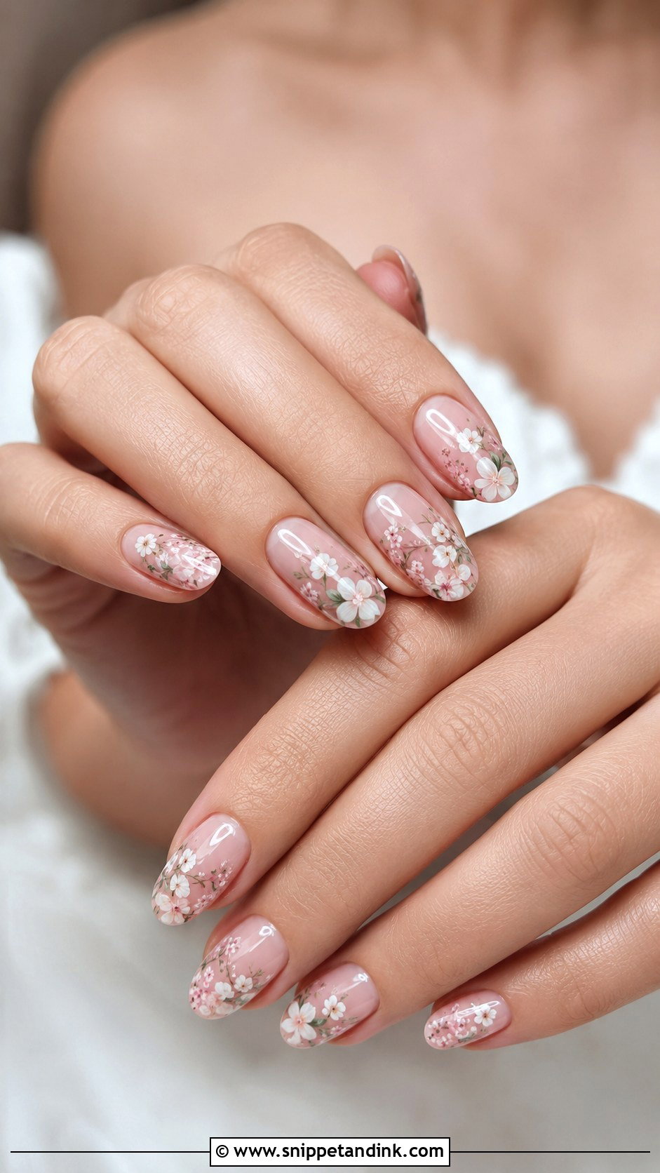 Floral Bridal Nails - Snippet and Ink - 30 Bridal Nail Art Designs Wedding Day