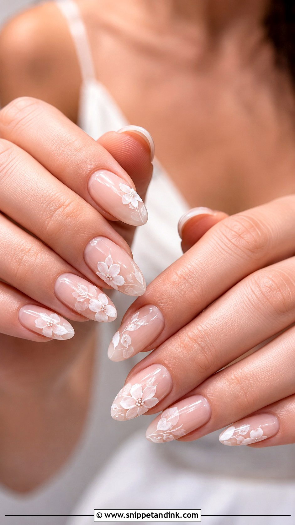 Floral Bridal Nails - Snippet and Ink - 20 Bridal Nail Inspo 2025 Ideas