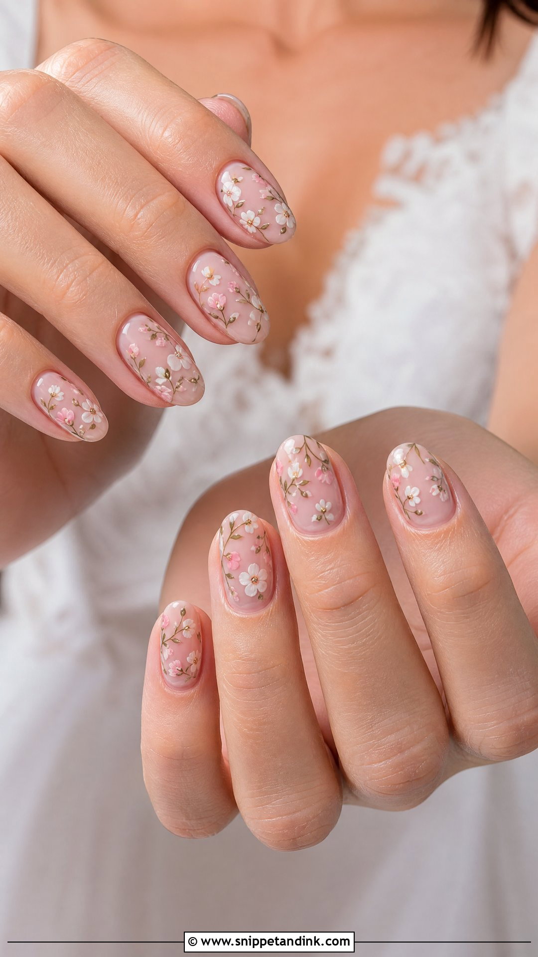 Floral Bridal Nails - Snippet and Ink - 35 Bridal Nails