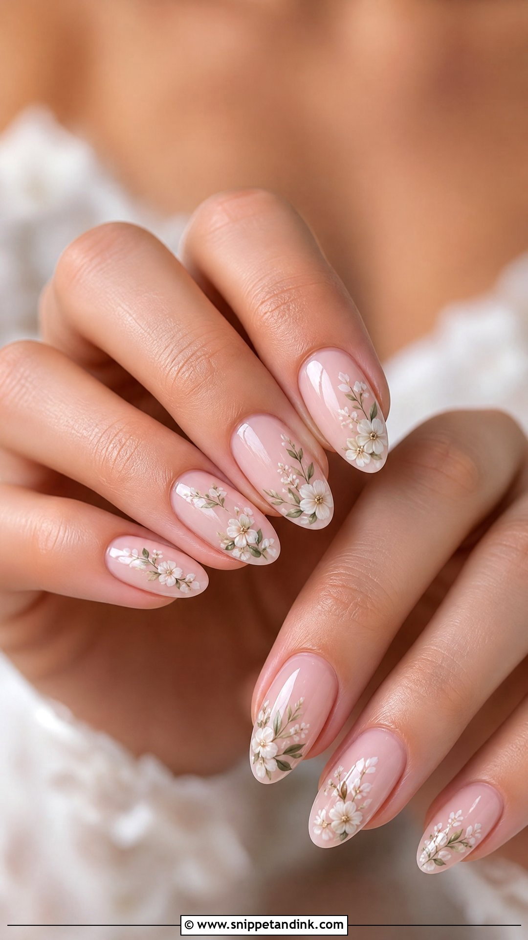 Floral Bridal Nails - Snippet and Ink - 35 Bridal Nail Art Ideas