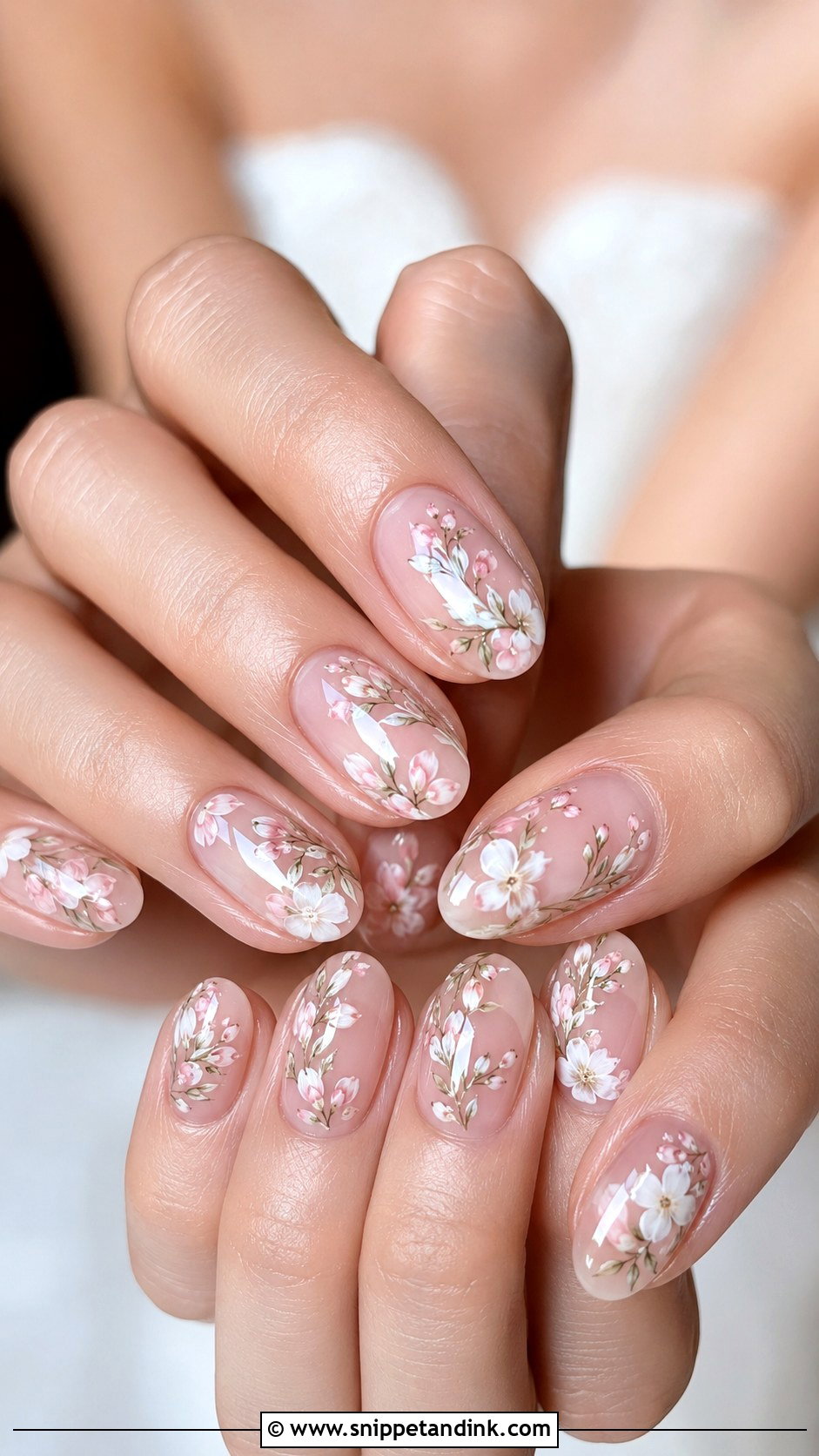 Floral Bridal Nails - Snippet and Ink - 20 Bridal Nail Inspiration Ideas