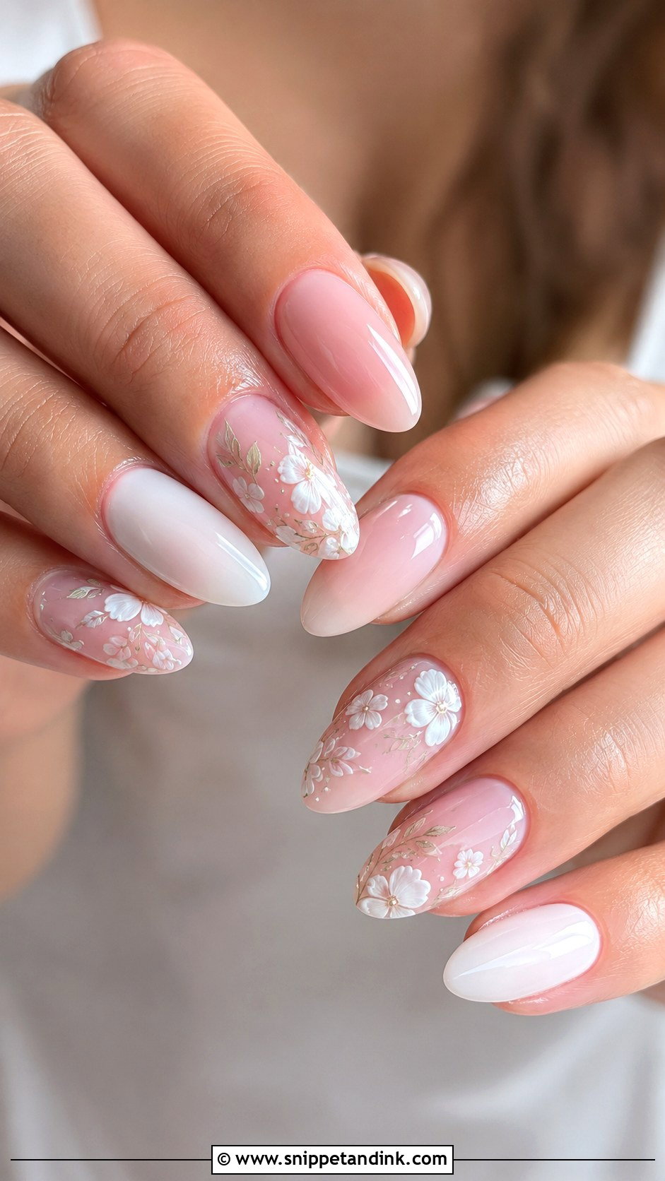 Floral Bridal Nails - Snippet and Ink - 20 Nails for Bride Wedding Day 2025