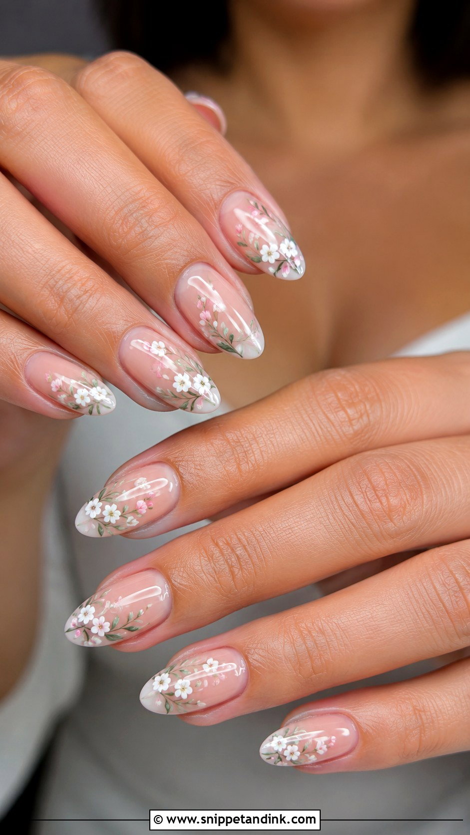 Floral Bridal Nails - Snippet and Ink - 20 Bridal Manicure Wedding Nails Ideas