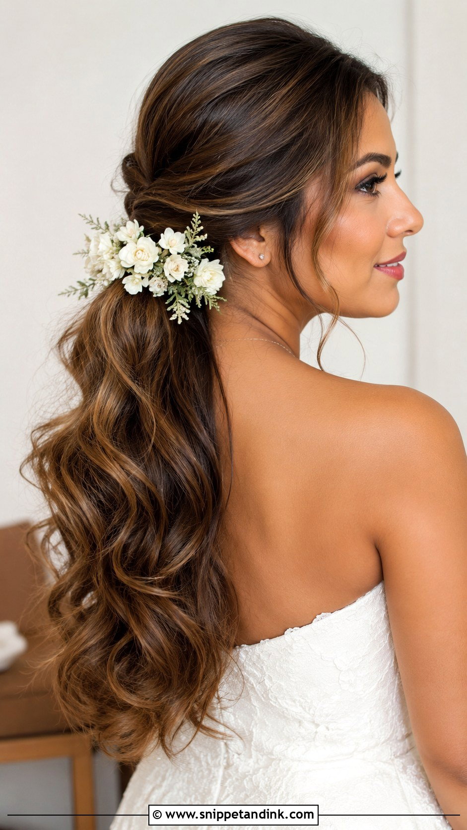 Floral Bridal Ponytail - Snippet and Ink - 20 Floral Bridal Hair Ideas