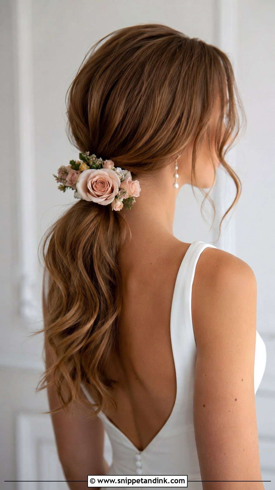 Floral Bridal Ponytail - Snippet and Ink - 20 Flowers in Hair for Wedding