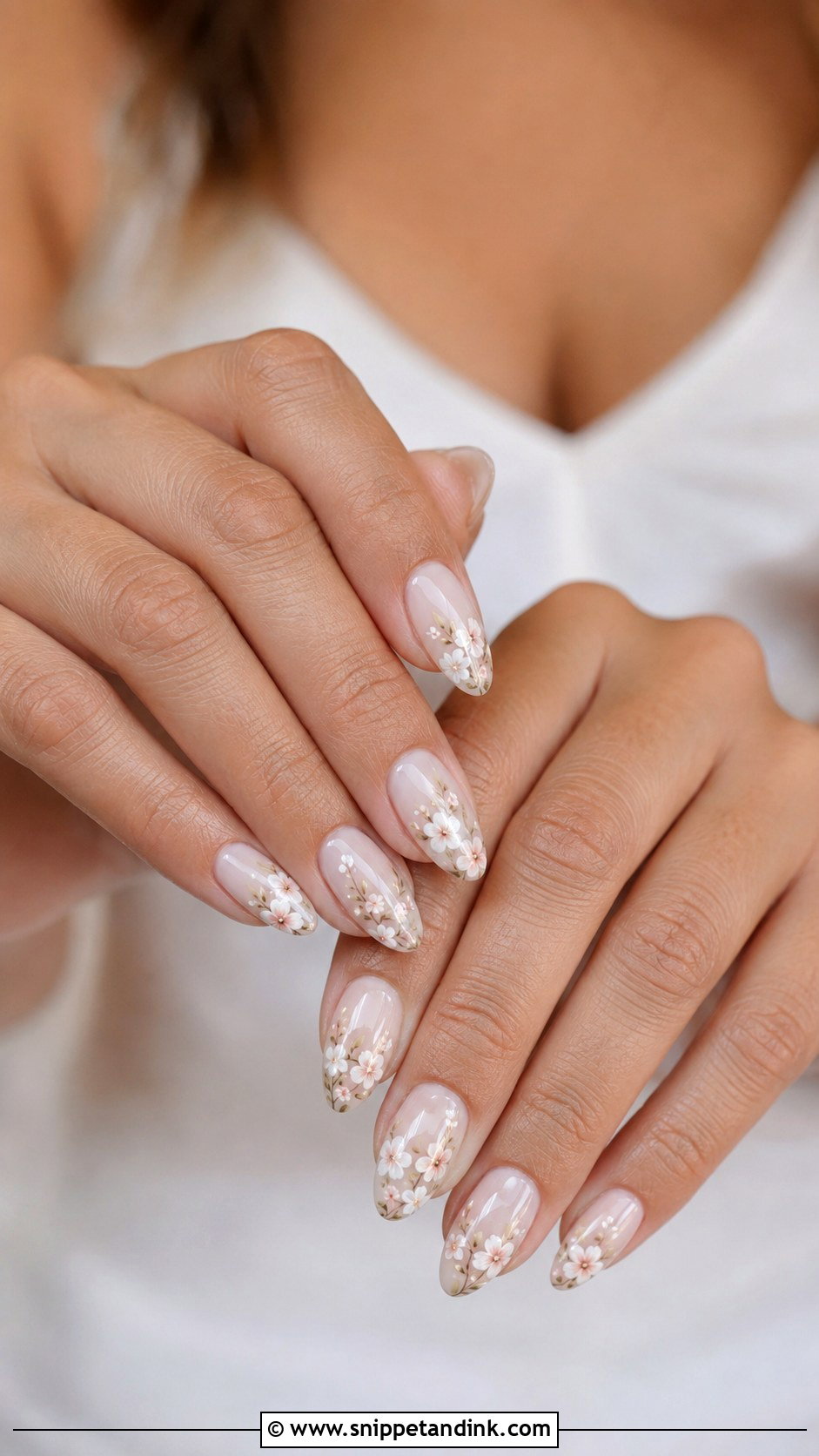 Floral Bridal Press On Nails - Snippet and Ink - 20 Bridal Press on Nails