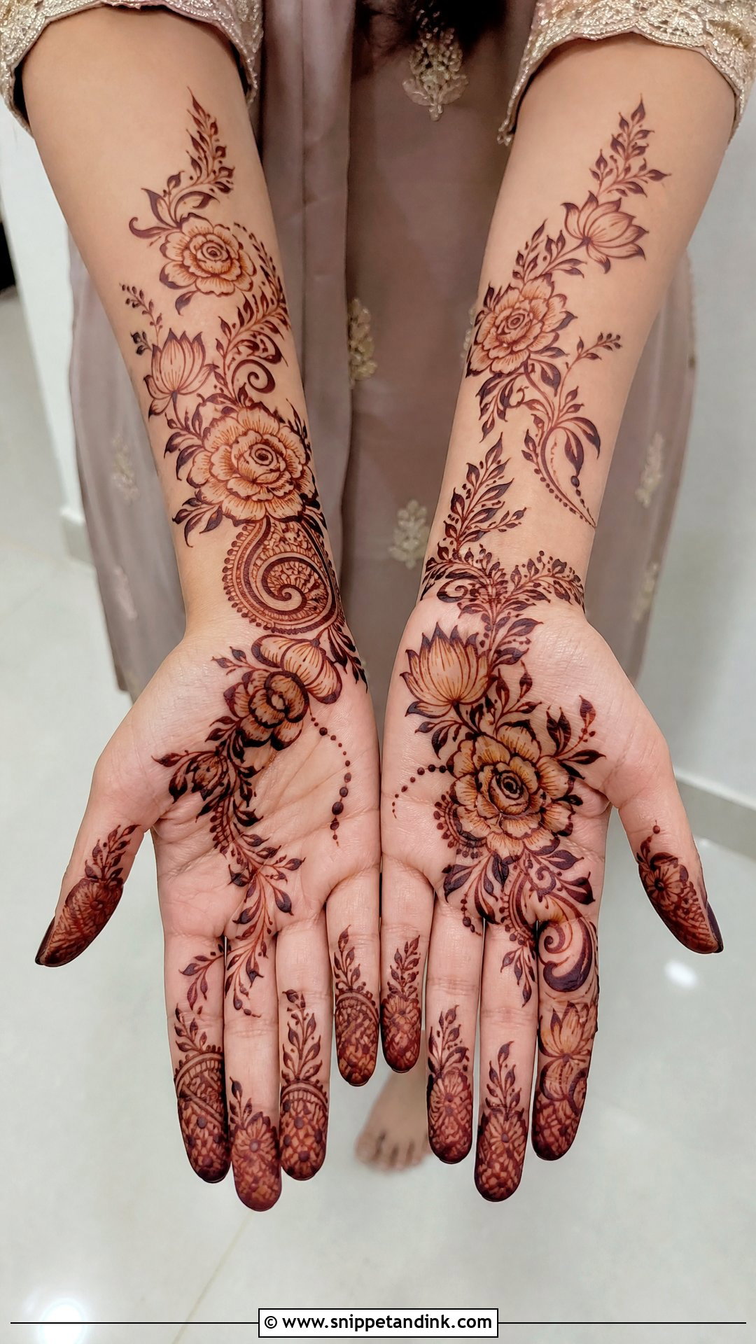 Floral Bridal Sister Mehndi Design - Snippet and Ink - 25 Bridal Sister Mehndi Design Ideas