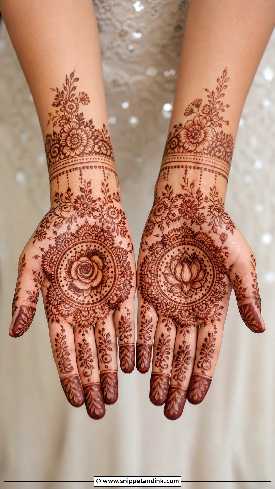Floral Bridal Tikki Mehndi Design - Snippet and Ink - 20 Bridal Tikki Mehndi Designs