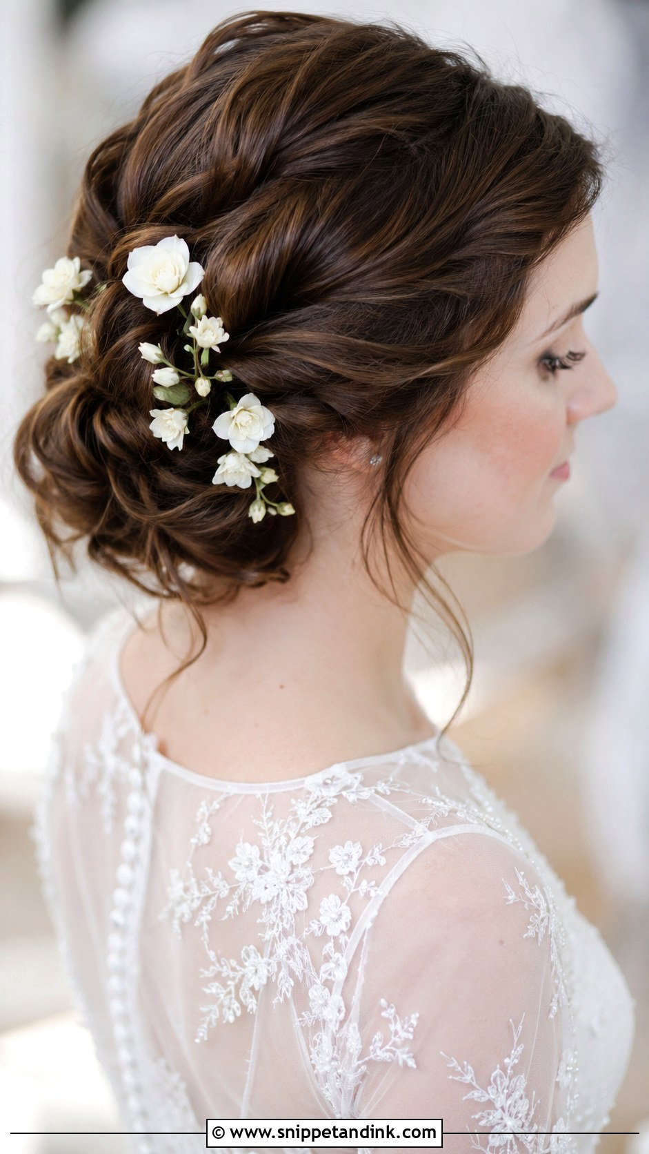 Floral Bridal Twisted Updo - Snippet and Ink - 20 Floral Bridal Hair Ideas