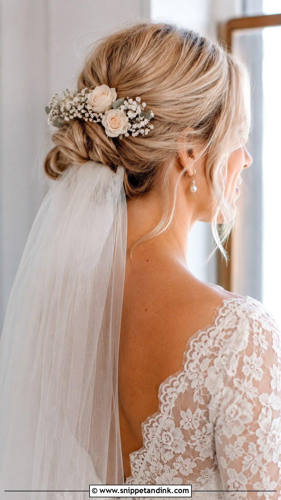 Floral Bridal Veil Hair - Snippet and Ink - 20 Floral Bridal Hair Ideas