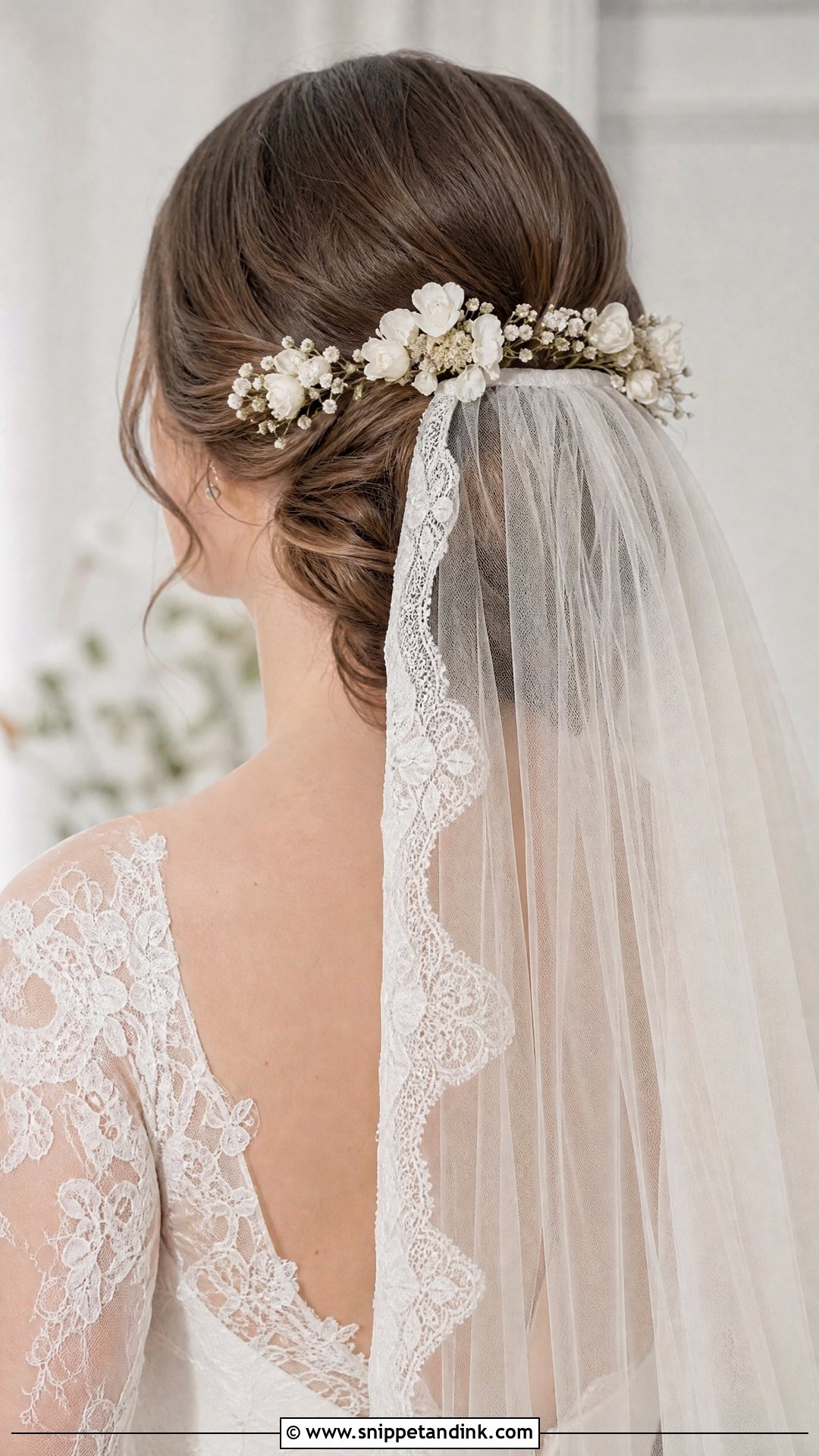 Floral Bridal Veil Hair - Snippet and Ink - 15 Floral Bridal Hairstyles
