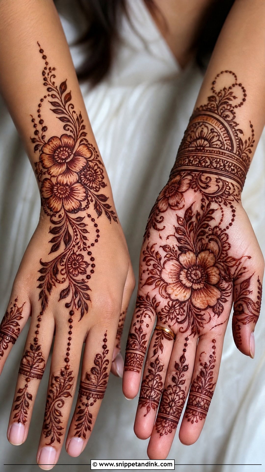 Floral Bridal Wedding Henna Design - Snippet and Ink - 30 Wedding Henna Designs