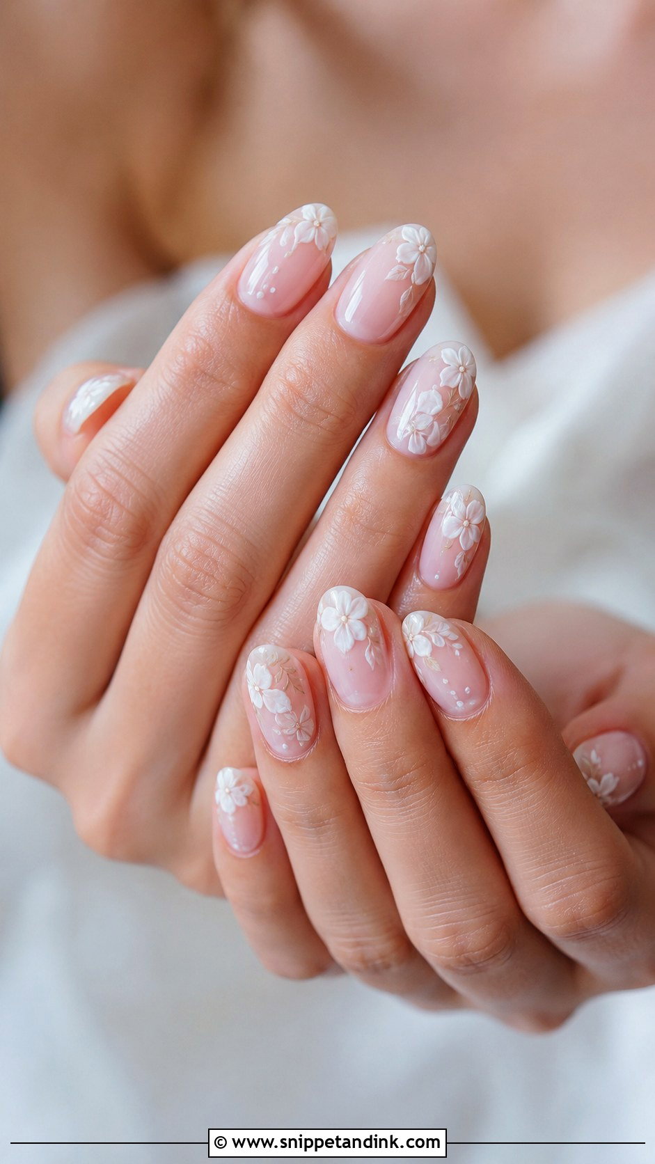Floral Bride Nail Extension - Snippet and Ink - 20 Nail Extension for Bride Ideas