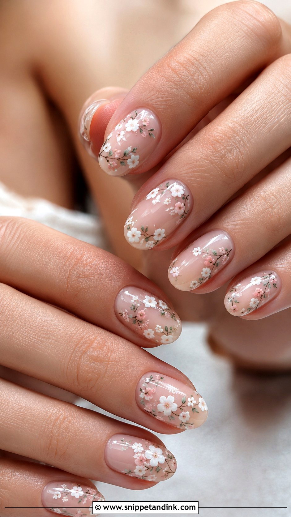 Floral Bride Nails - Snippet and Ink - 30 Nails for the Bride Wedding