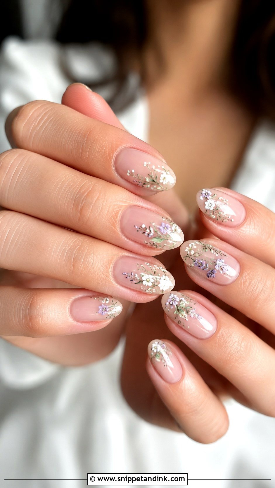 Floral Bridesmaid Nails - Snippet and Ink - 30 Bridesmaid Nail Ideas