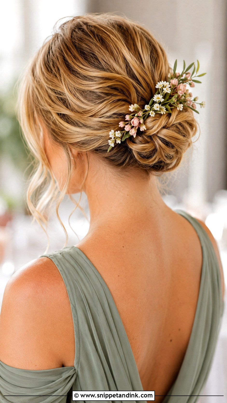 Floral Bridesmaid Updo For Medium Hair - Snippet and Ink - 20 Bridesmaids Updos for Medium Hair