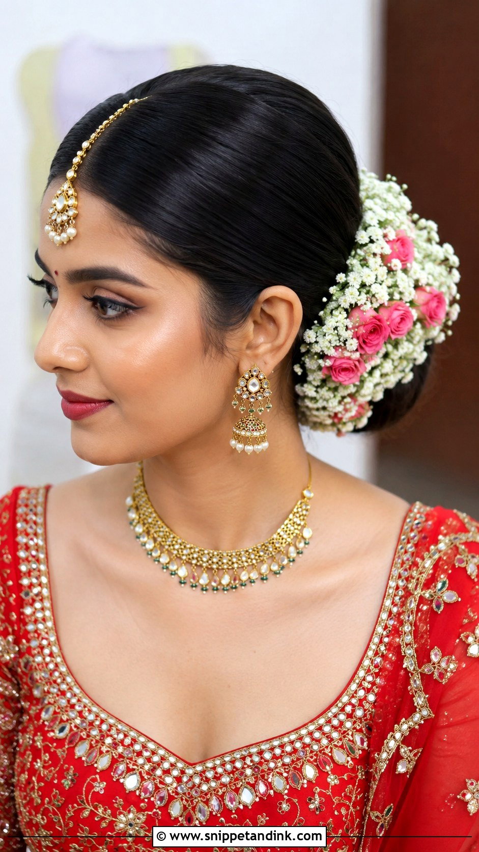 Floral Bun For Chaniya Choli Wedding - Snippet and Ink - 15 Hairstyle for Chaniya Choli Wedding Ideas