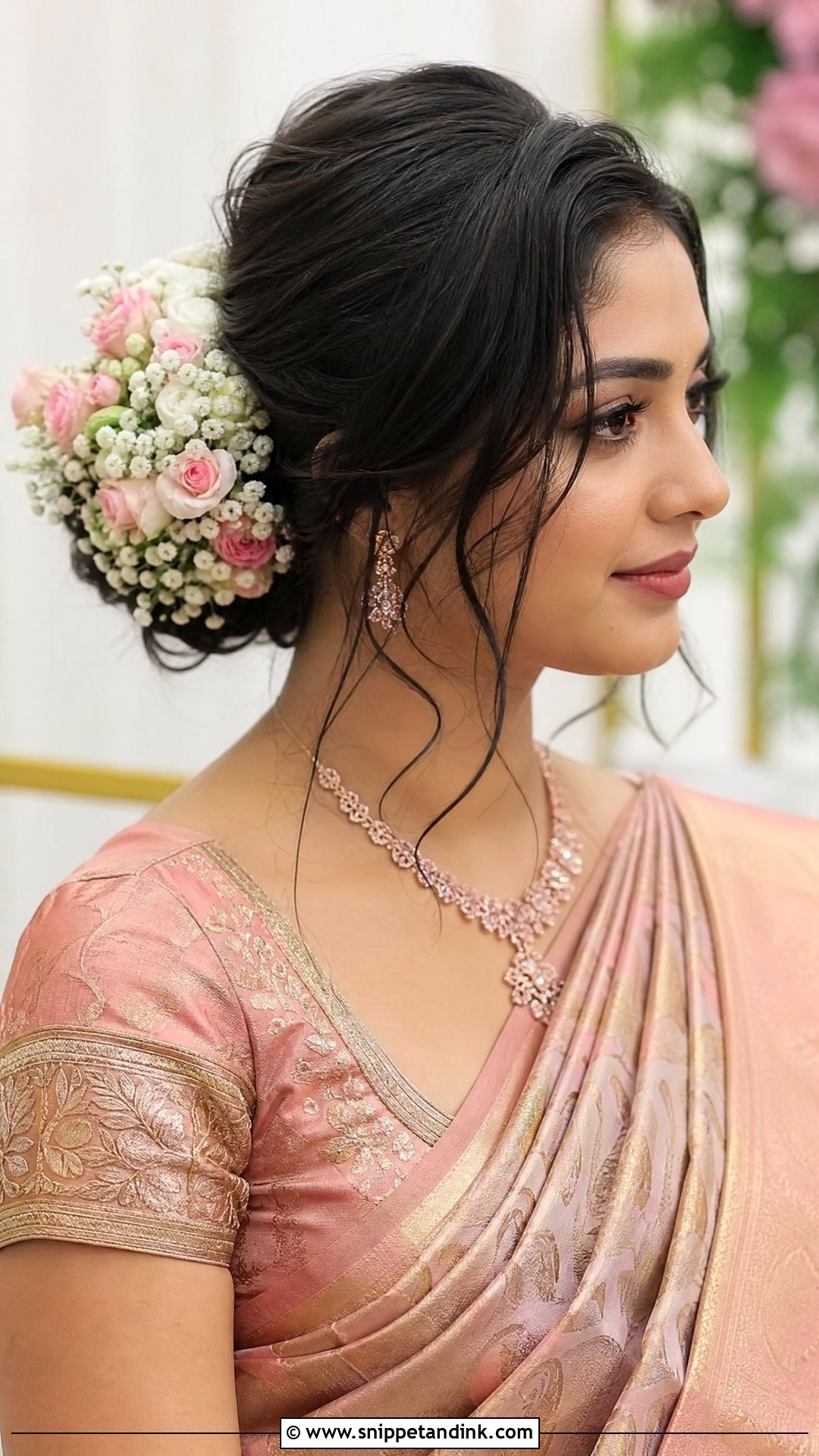 Floral Bun For Engagement - Snippet and Ink - 30 Engagement Hairstyles Front Look