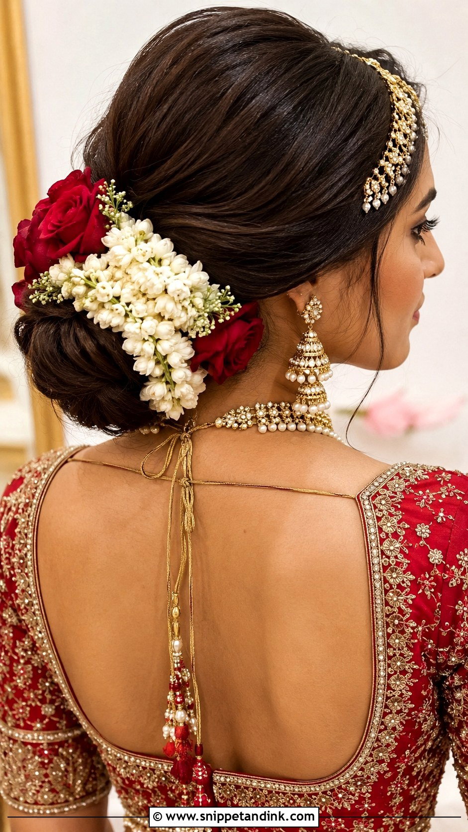 Floral Bun Hairstyle for Indian Bride - Snippet and Ink - 20 Hairstyle for Indian Bride Ideas