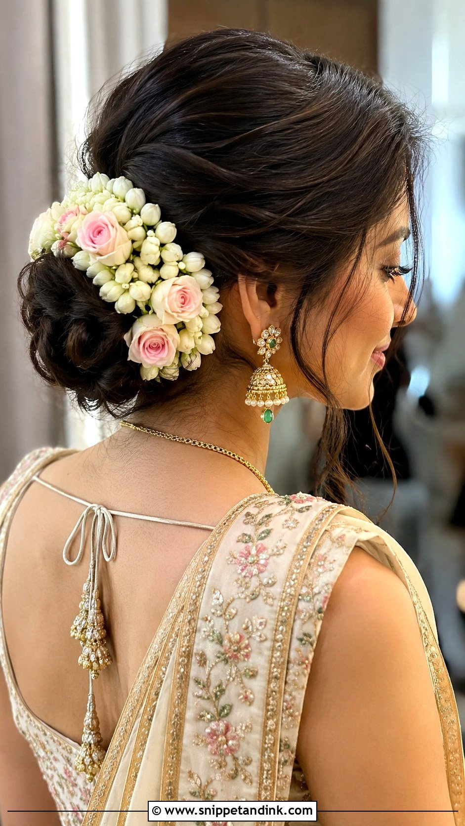 Floral Bun Hairstyle for Wedding - Snippet and Ink - 25 Hairstyle for Marriage Function Ideas
