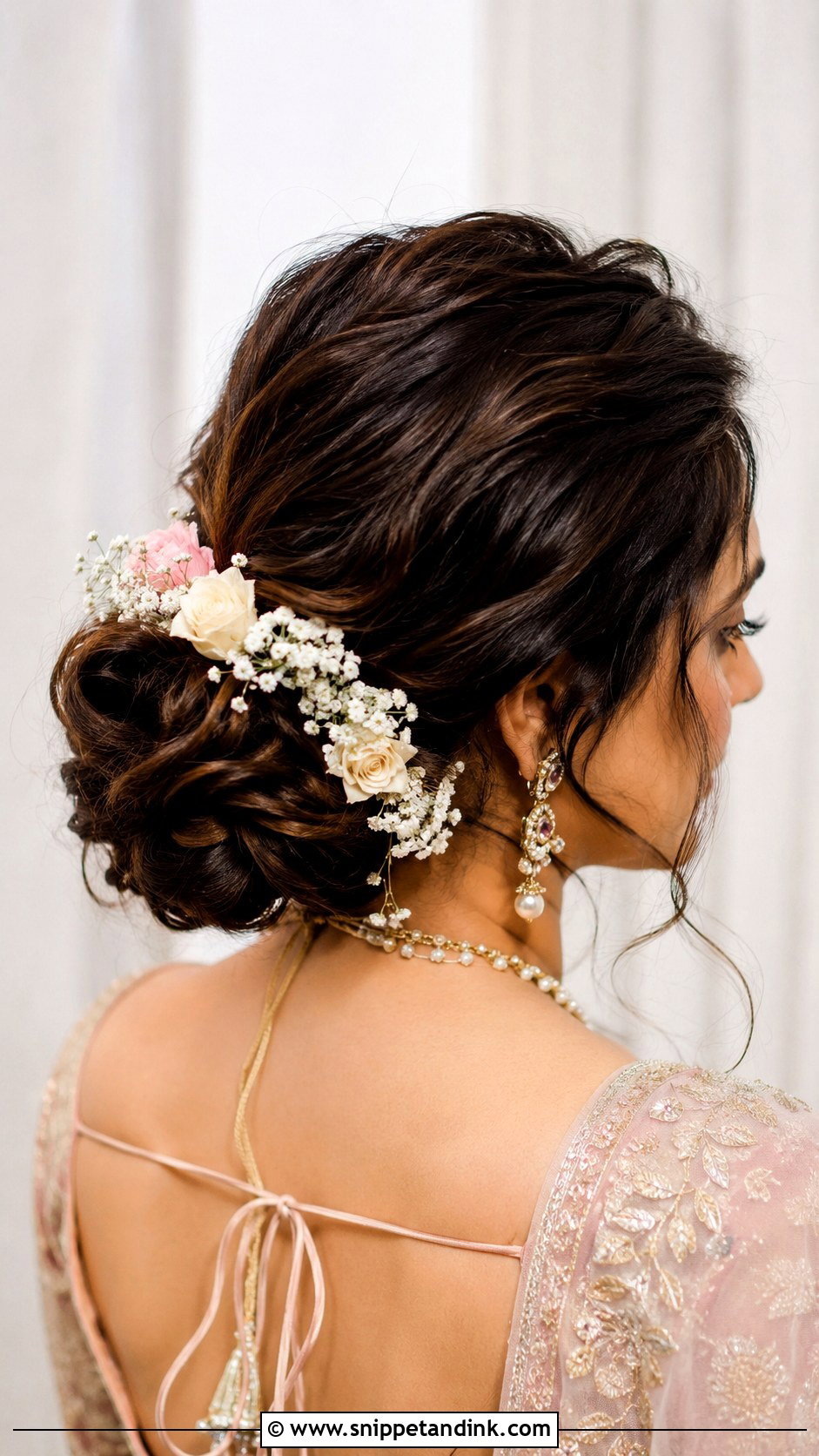 Floral Bun Prewedding Hairdo - Snippet and Ink - 15 Prewedding Hairdo Ideas