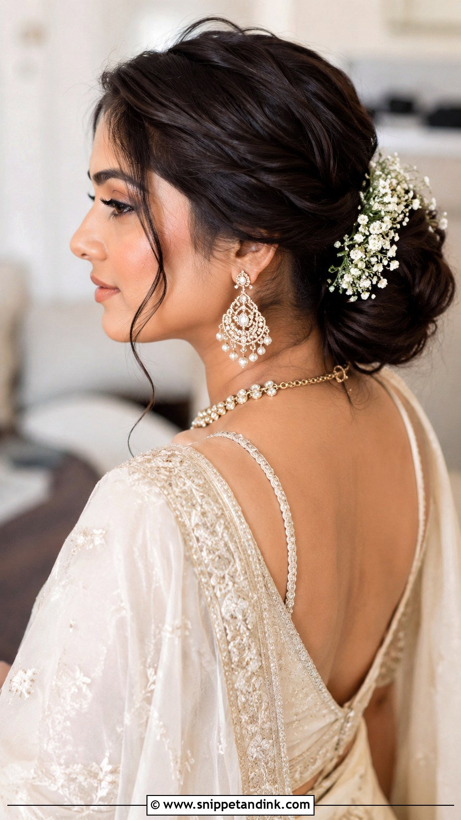 Floral Bun Wedding Hair - Snippet and Ink - 20 Hair for Marriage Ideas