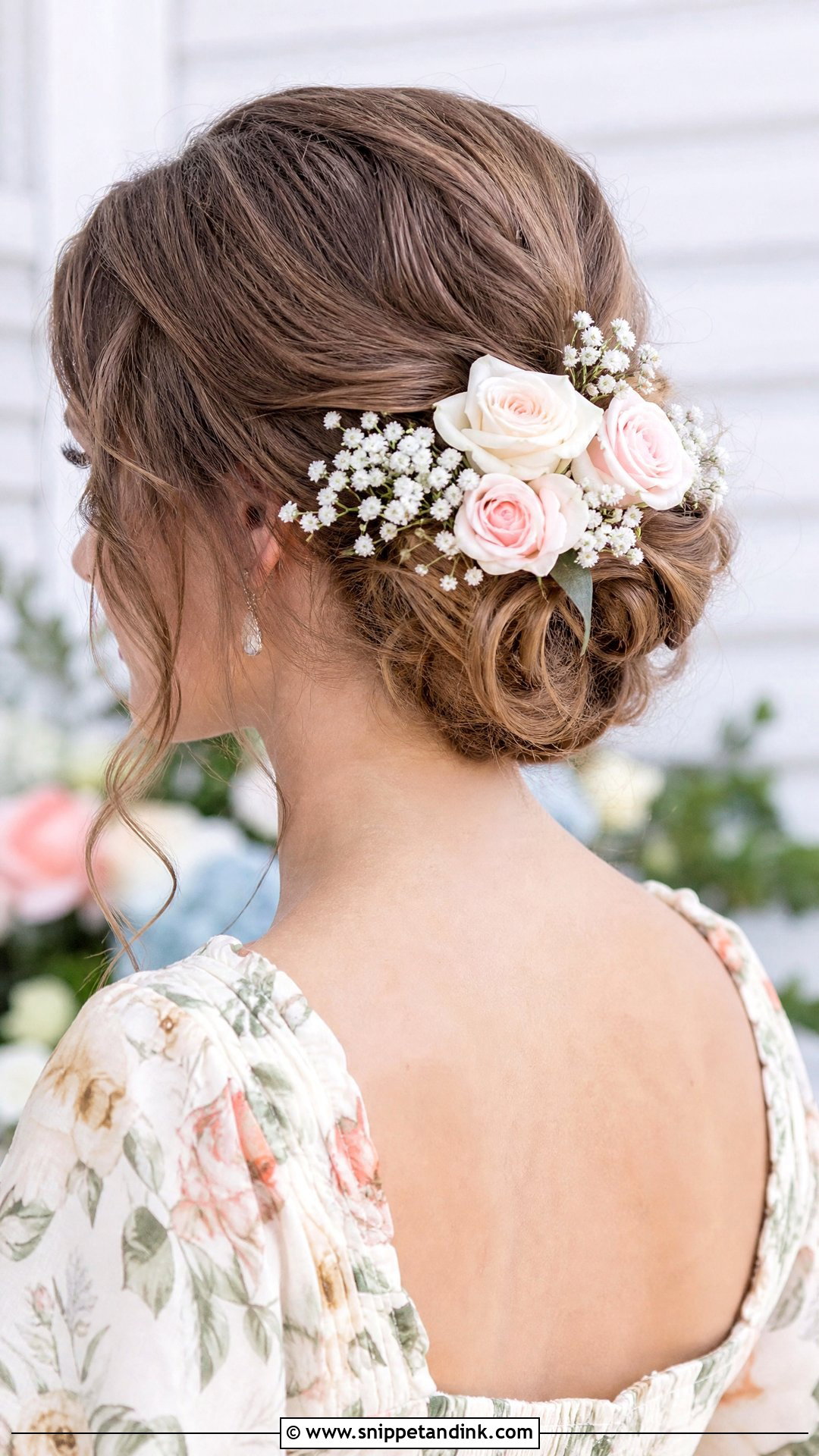 Floral Bun Wedding Hairstyle - Snippet and Ink - 20 Hairstyle for Wedding Party Ideas