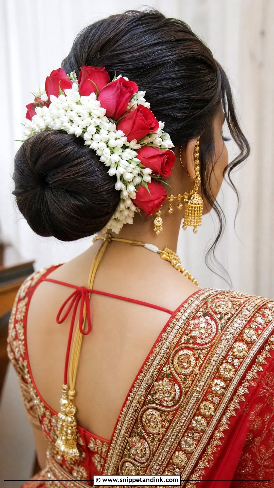 Floral Bun With Fresh Flowers - Snippet and Ink - 20 Roka Hairstyle for Bride Ideas