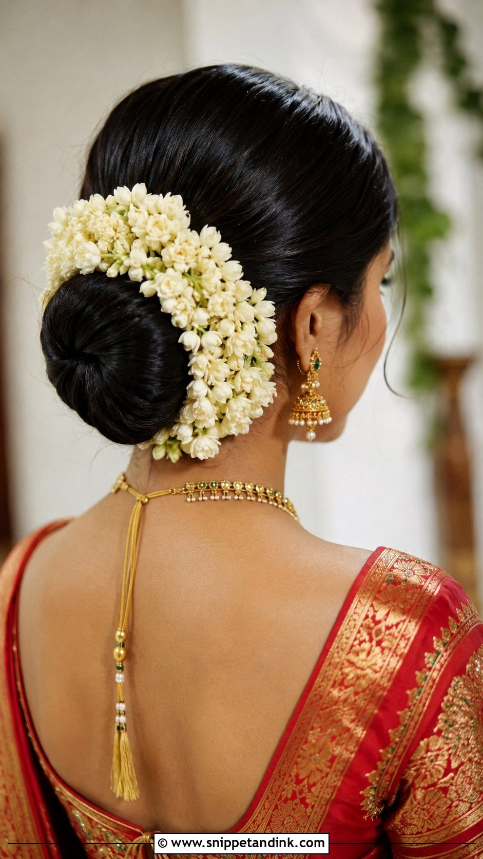 Floral Bun With Gajra - Snippet and Ink - 20 Indian Bridal Hair Ideas
