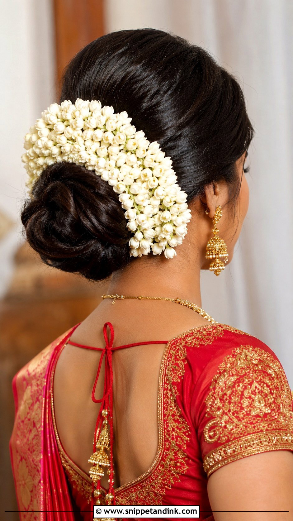 Floral Bun With Gajra - Snippet and Ink - 20 Indian Bridal Hairstyle Ideas