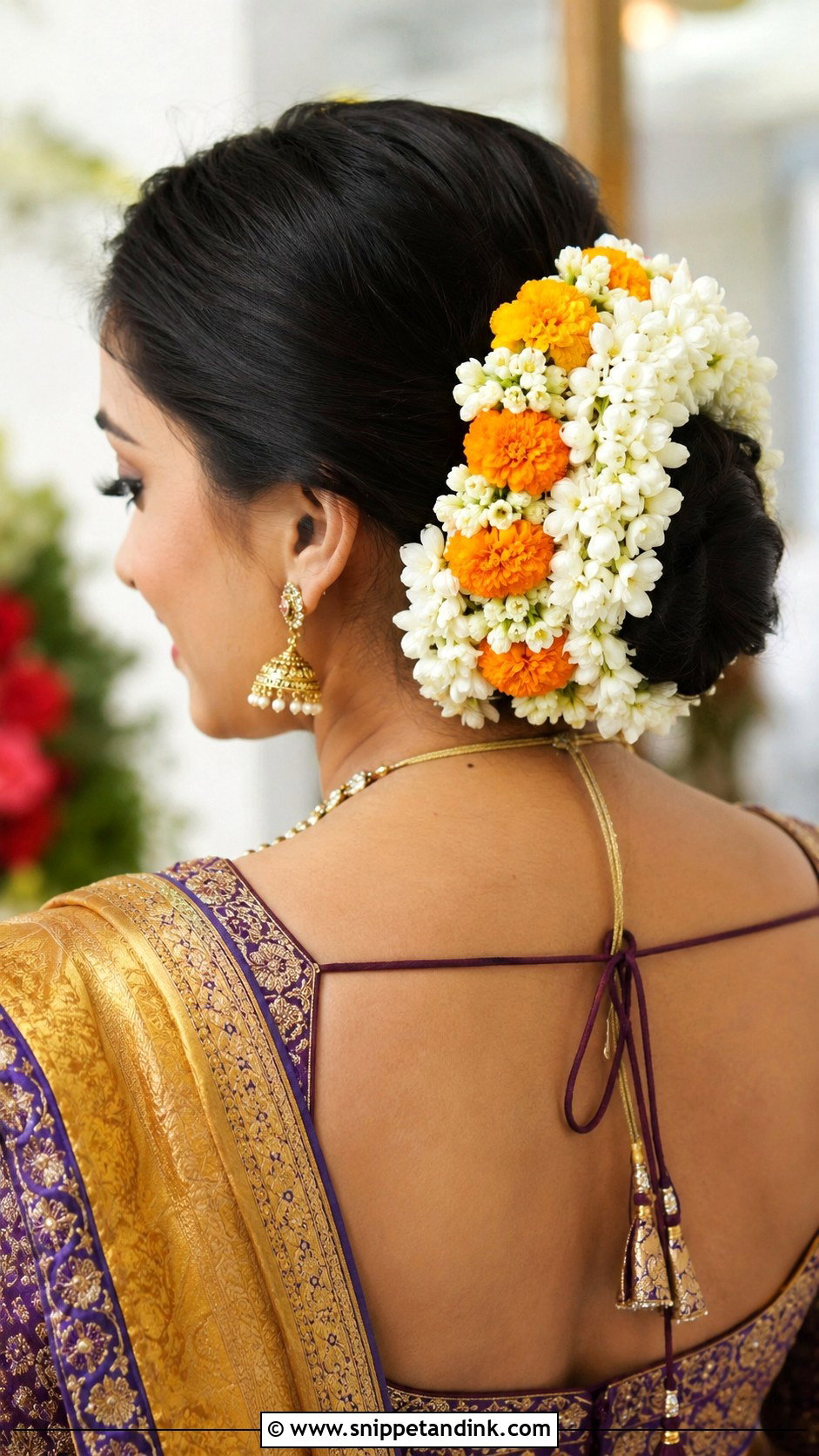 Floral Bun With Gajra - Snippet and Ink - 30 Sangeet Hairstyles for Bride