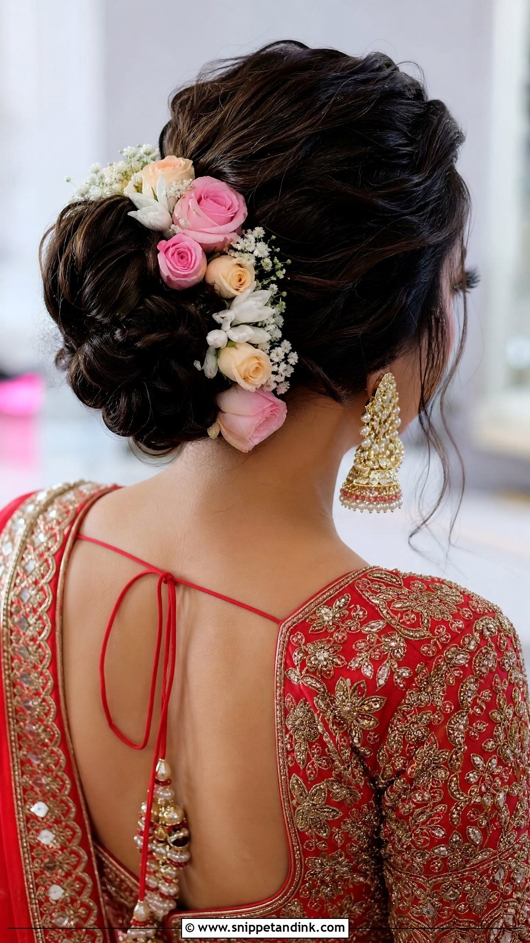 Floral Bun With Lehenga - Snippet and Ink - 20 Hairstyle with Lehnga on Wedding Ideas