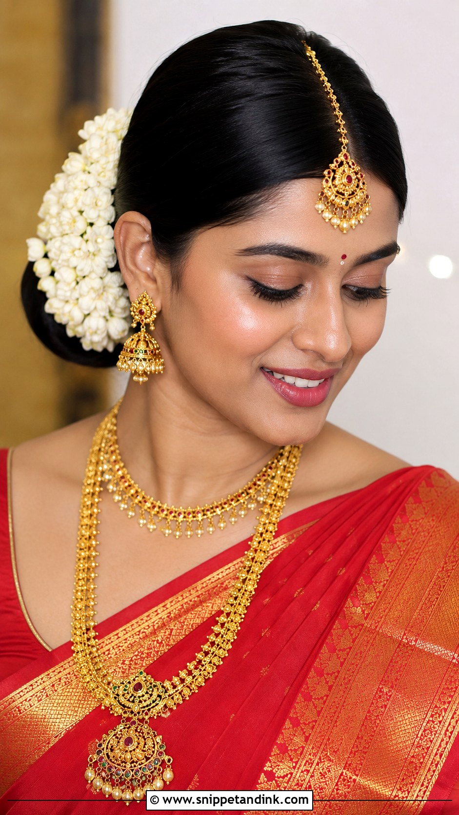 Floral Bun With Mogra Flowers - Snippet and Ink - 20 Latest Indian Wedding Bridal Hairstyle Ideas