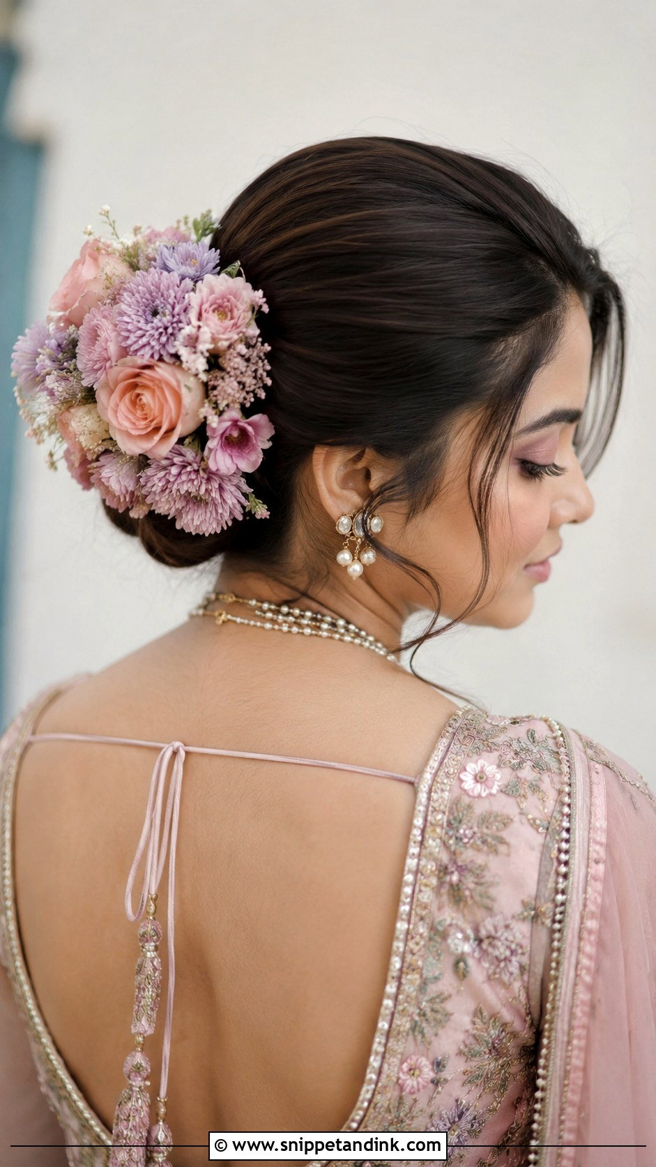 Floral Bun With Pastel Flowers - Snippet and Ink - 25 Bridal Juda Hairstyles with Flowers