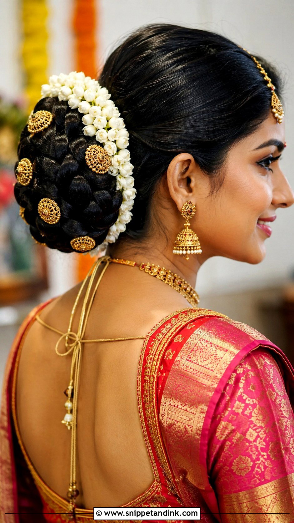 Floral Bun With Roses - Snippet and Ink - 25 Indian Bridal Wedding Hairstyles