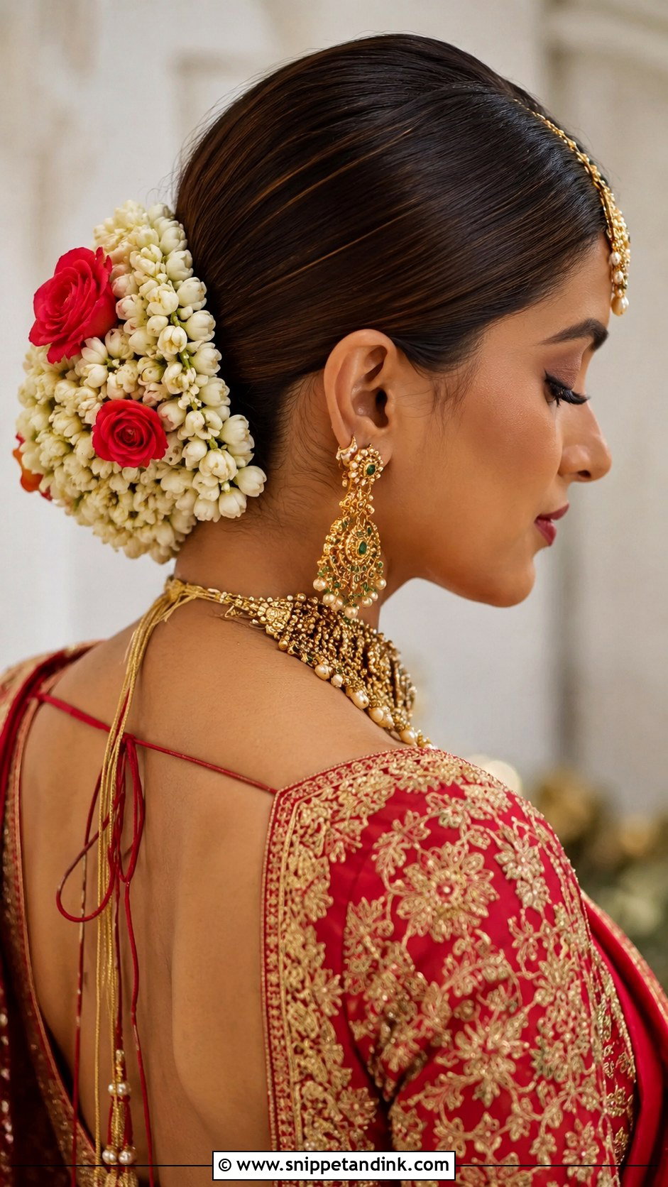 Floral Bun for Desi Wedding - Snippet and Ink - 20 Hairstyles for Desi Weddings