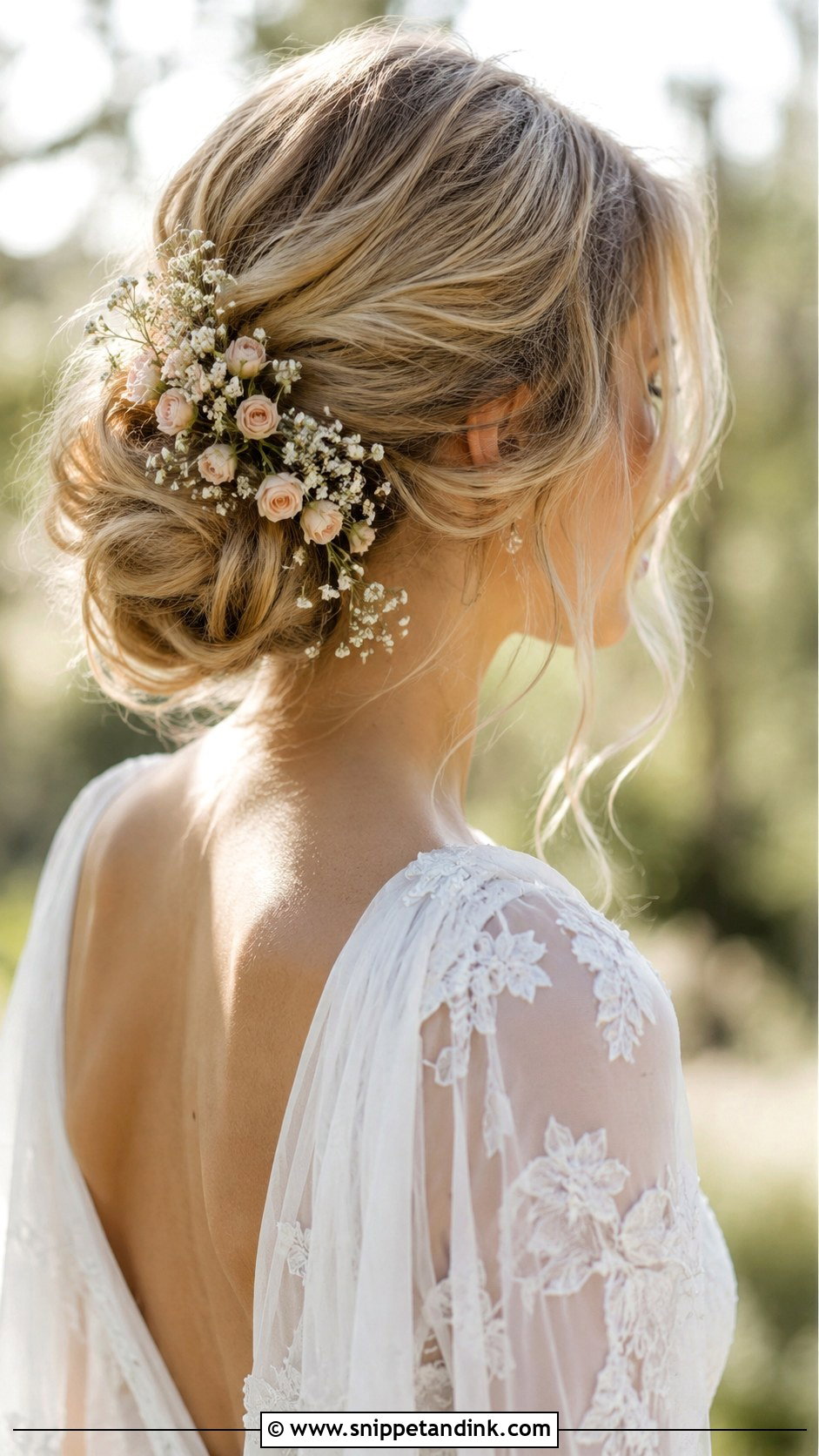 Floral Bun for Garden Weddings - Snippet and Ink - 30 Bridal Bun Hairstyles