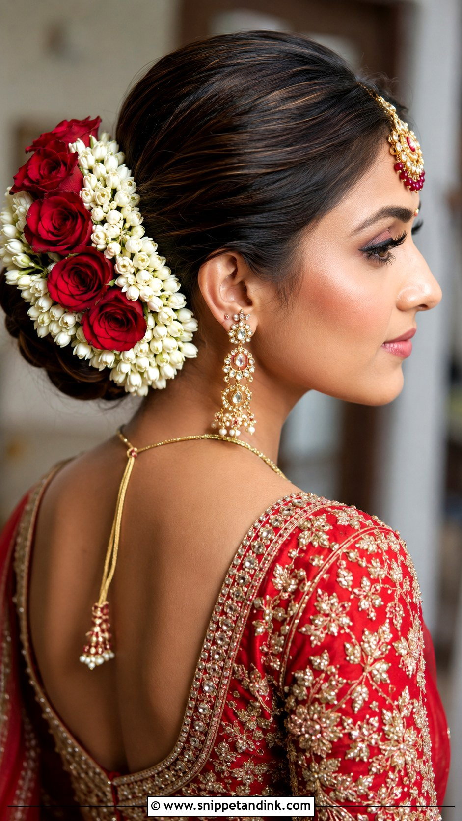 Floral Bun for Indian Bride - Snippet and Ink - 20 Hair Do for Indian Wedding Ideas