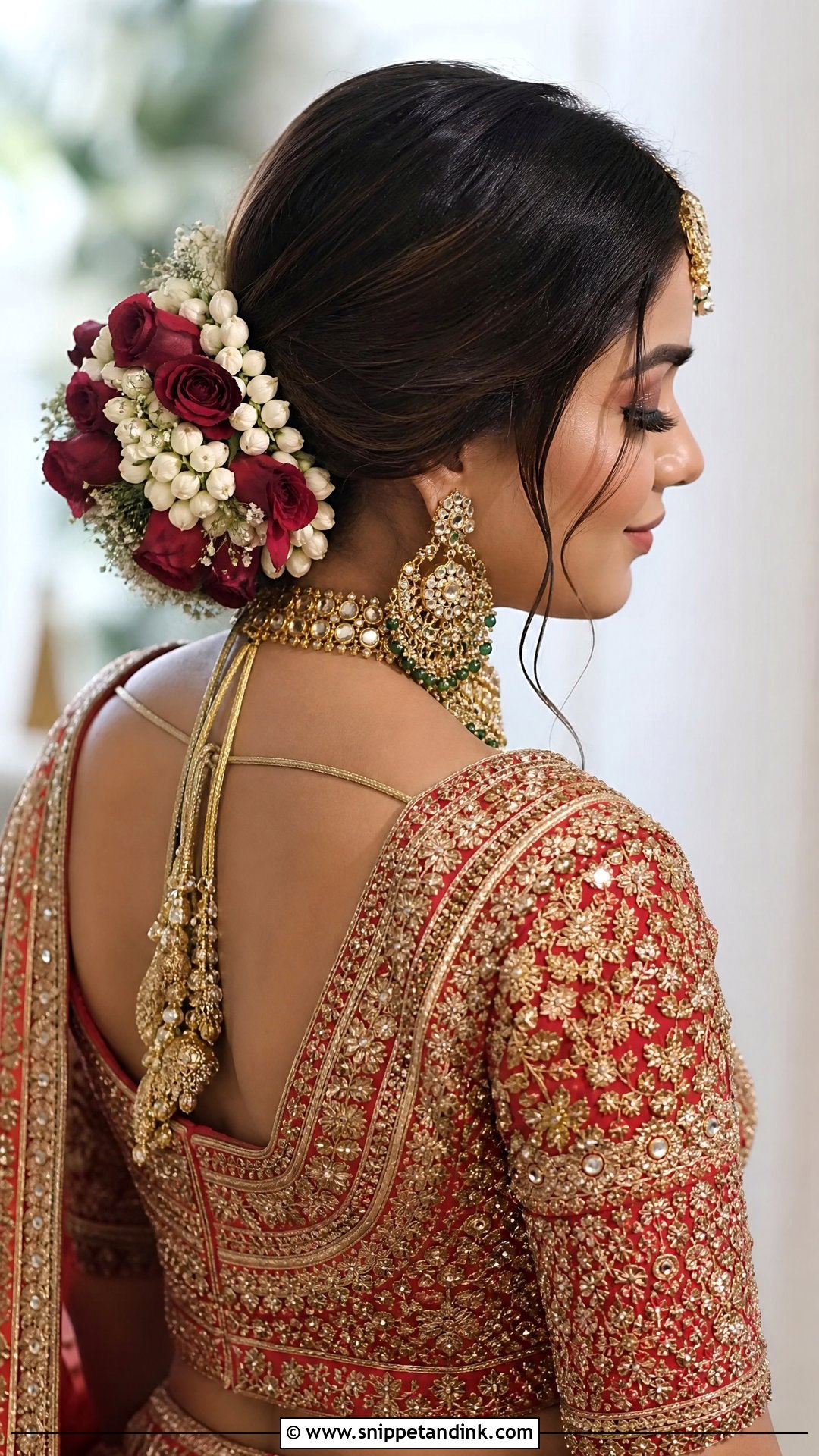 Floral Bun for Indian Bride - Snippet and Ink - 20 Indian Hairstyles for Bridal