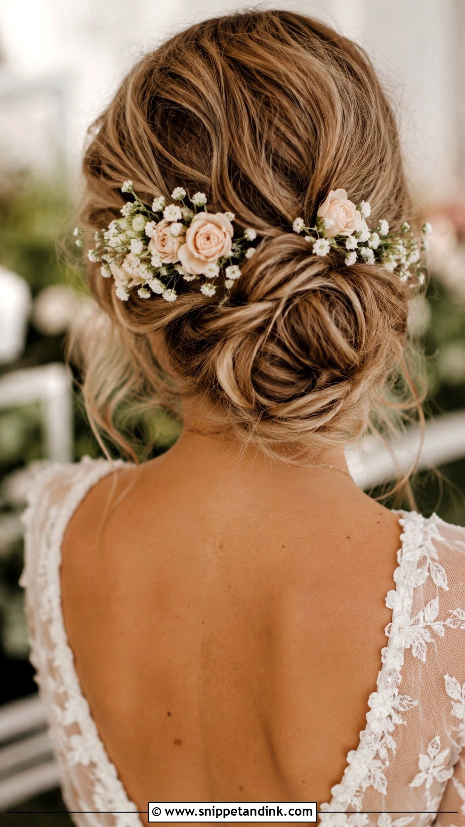 Floral Bun for Wedding - Snippet and Ink - 20 Cute Bun Hairstyles for Wedding