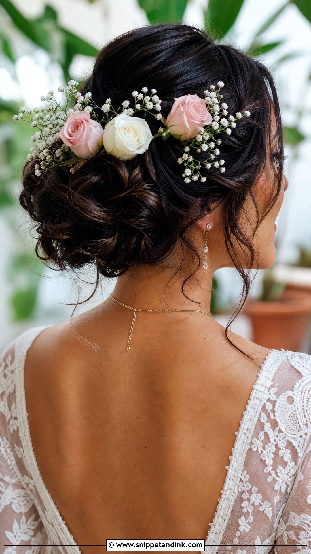 Floral Bun for Wedding - Snippet and Ink - 25 Buns Hairstyles for Wedding