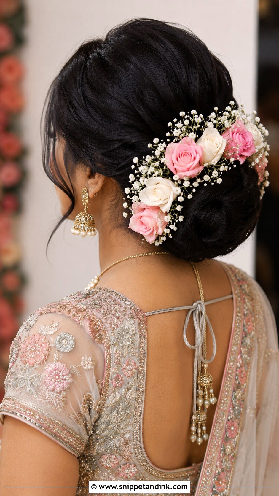 Floral Bun for Wedding - Snippet and Ink - 25 Hairstyles for Wedding Function