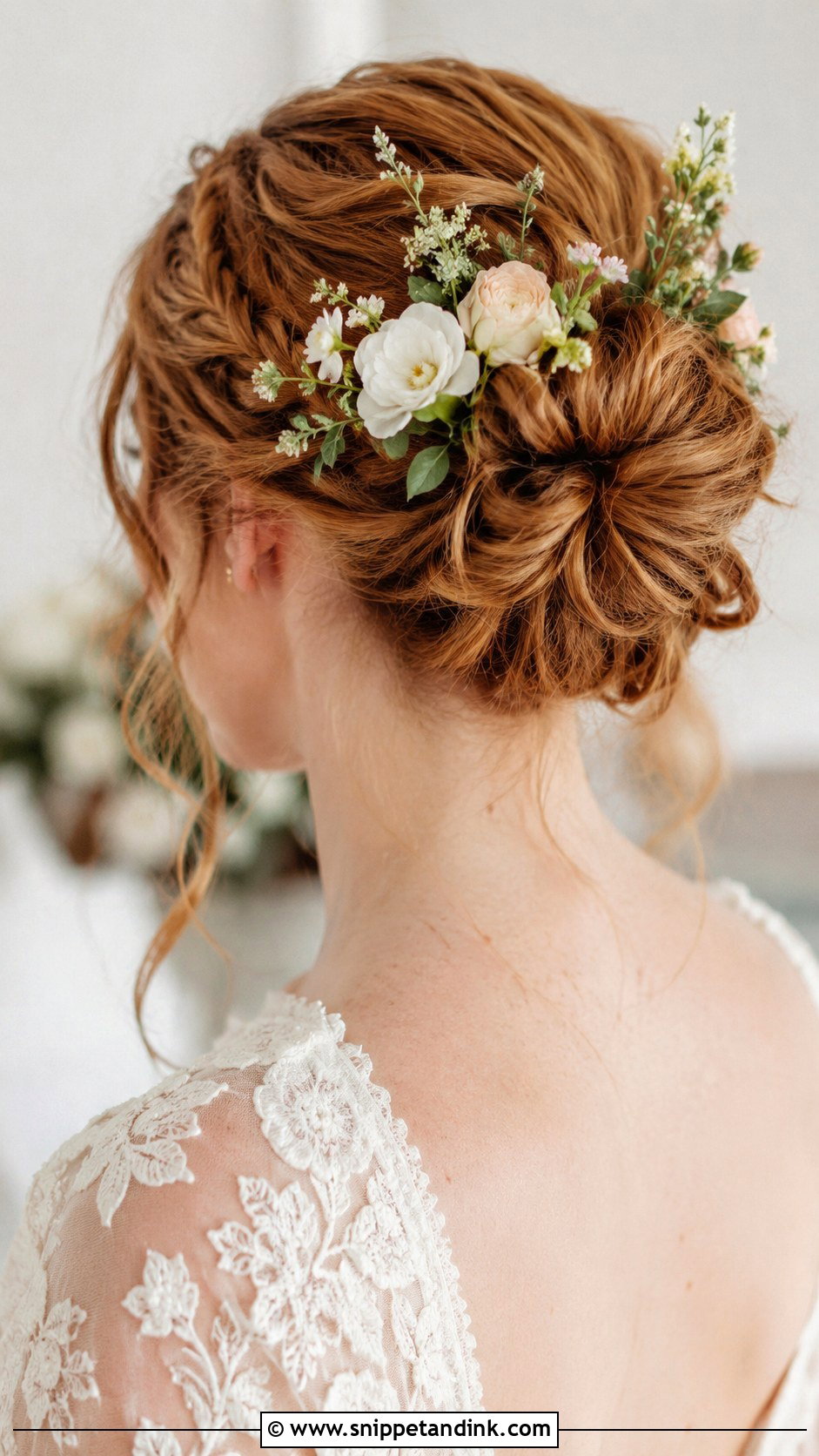 Floral Bun for Wedding - Snippet and Ink - 35 Bun Hairstyles for Wedding