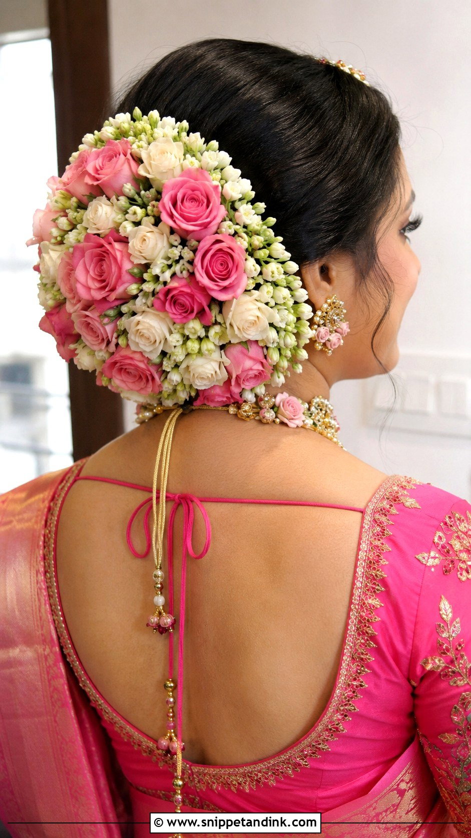 Floral Bun with Roses - Snippet and Ink - 25 South Indian Bride Muhurtham Hairstyle Ideas