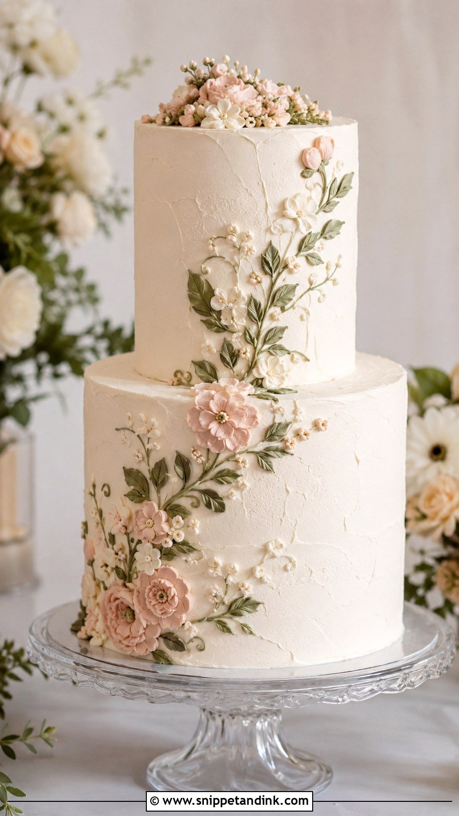 Floral Buttercream Wedding Cake - Snippet and Ink - 20 Modern Floral Wedding Cake Ideas