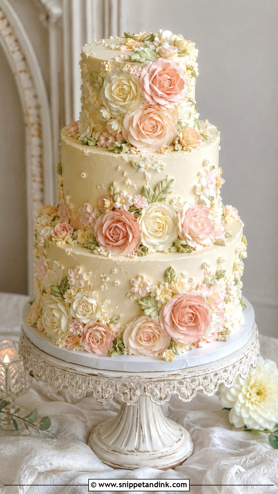 Floral Buttercream Wedding Cake - Snippet and Ink - 20 Flower Wedding Cake Ideas