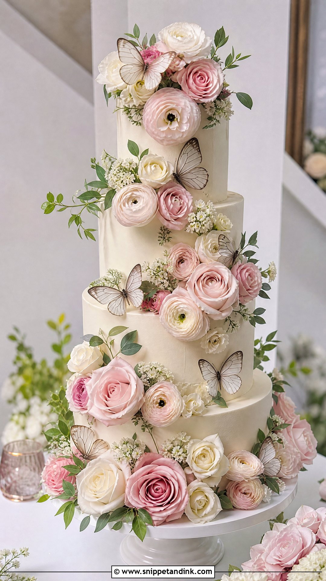 Floral Butterfly Wedding Cake - Snippet and Ink - 25 Butterfly Cake Design Ideas for Wedding