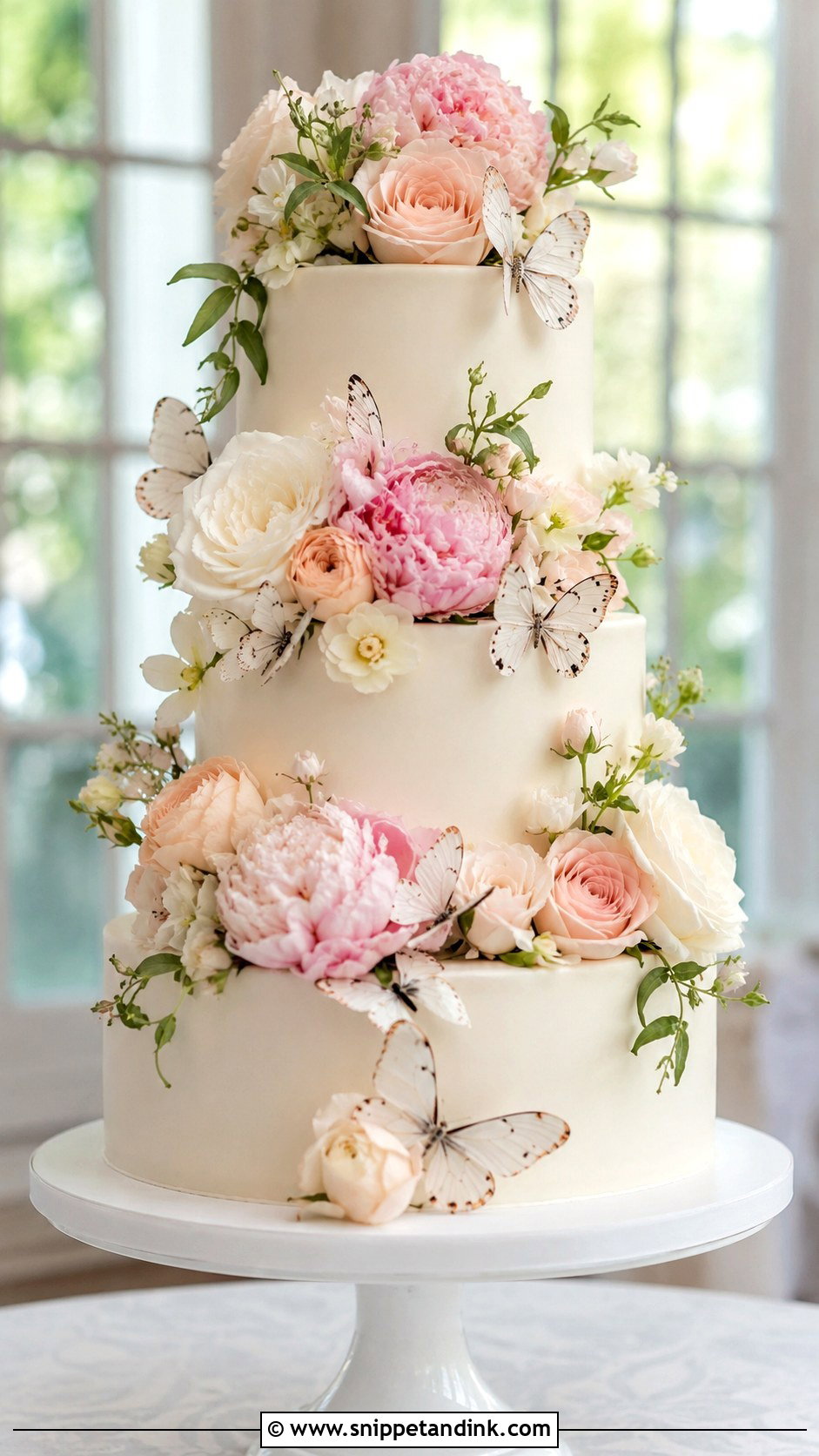 Floral Butterfly Wedding Cake - Snippet and Ink - 20 Cake Ideas with Butterfly for Wedding