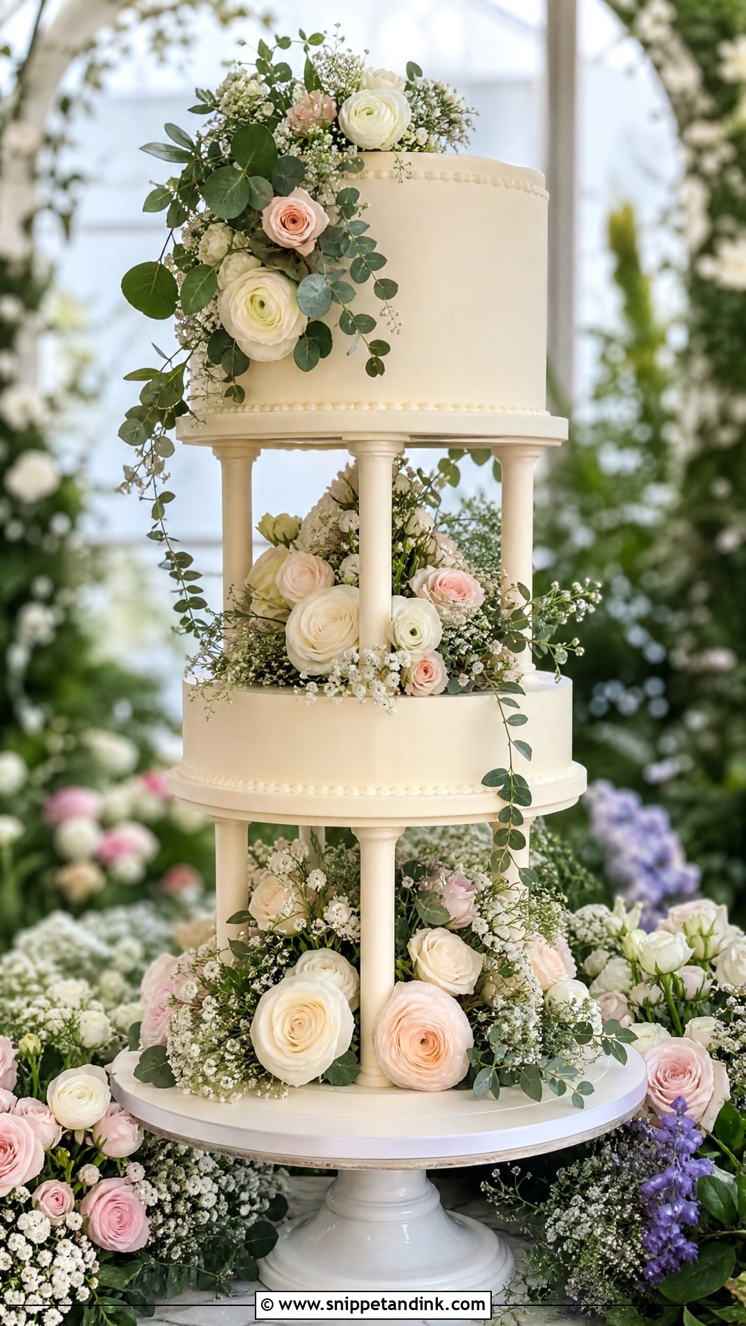 Floral Carousel Wedding Cake - Snippet and Ink - 30 Carousel Cake Ideas for Wedding